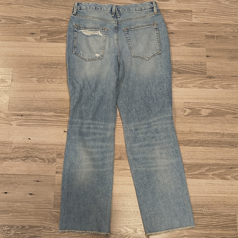 Good American GOOD BOY Straight Leg Distressed Women’s Jeans - Picture 2 of 4